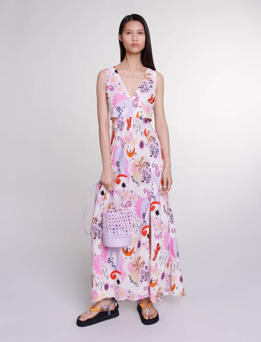 Cutaway silk maxi dress : View All color Print paradisio