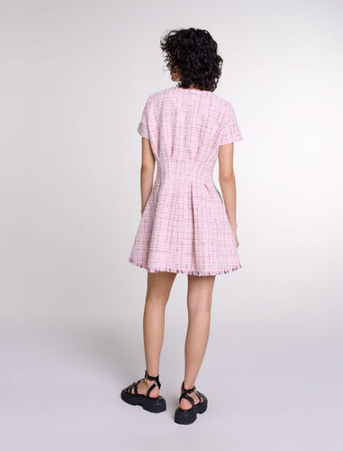 Tweed babydoll dress : Dresses color Pink