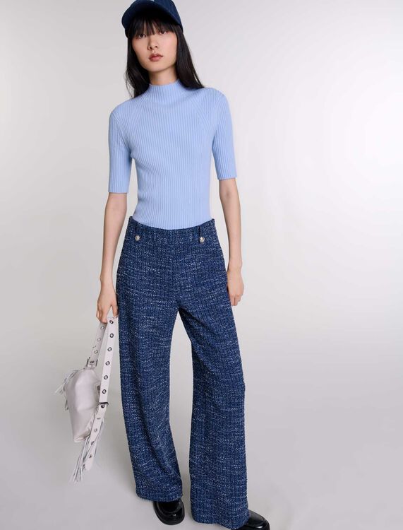 Wide-leg tweed trousers -  - MAJE