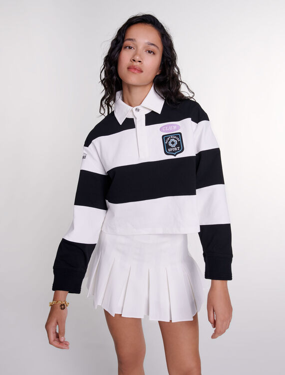 Striped and embroidered polo shirt -  - MAJE