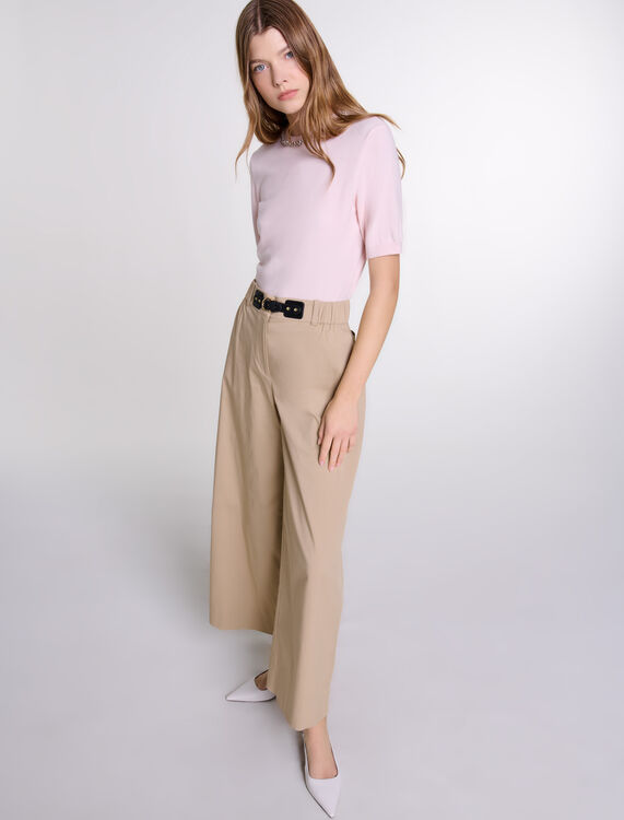 Wide-leg cotton trousers -  - MAJE