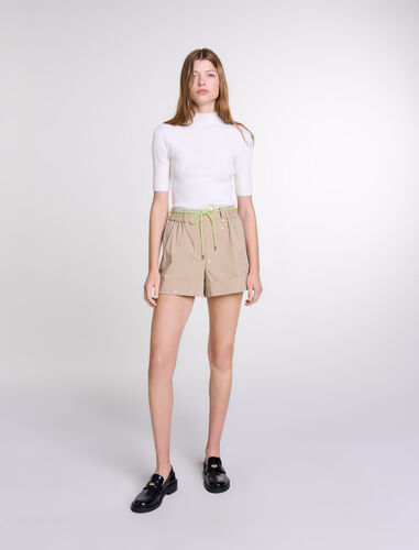 Cotton studded shorts : Skirts & Shorts color Beige