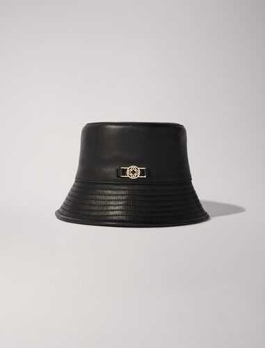 Leather bucket hat : Other accessories color Black