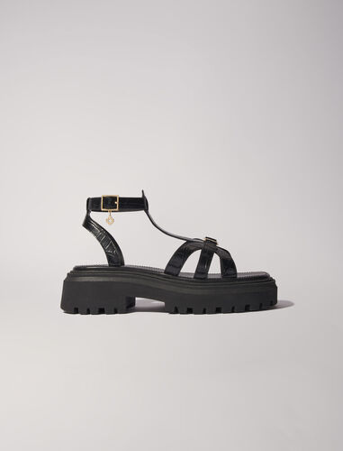 Flat sandals with tread : Sling-Back & Sandals color Black
