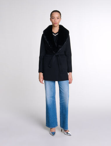 Double-faced mid-length coat : Coats color Black