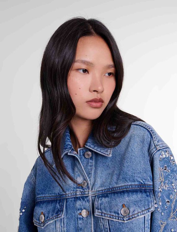 Embroidered denim jacket - Blazers & Jackets - MAJE