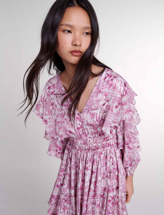 Patterned ruffled dress - Dresses - MAJE