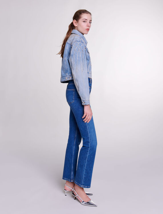 Denim jacket with rhinestones -  - MAJE