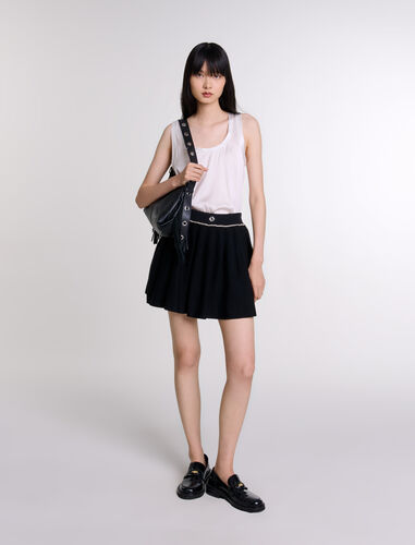 Pleated knit short skirt : Skirts & Shorts color Black