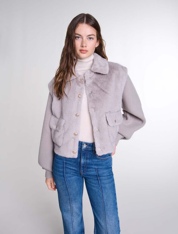 Dual-material faux fur jacket - Blazers & Jackets - MAJE