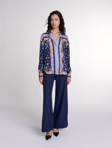 Satin-effect patterned shirt : Shirts color Chain scarf print blue