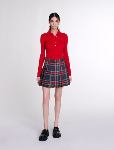 Short tartan print skirt : Skirts & Shorts color Red tartan checks