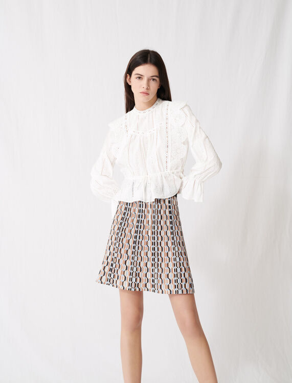 220LAVIANE White top with broderie anglaise - Tops - Maje.com