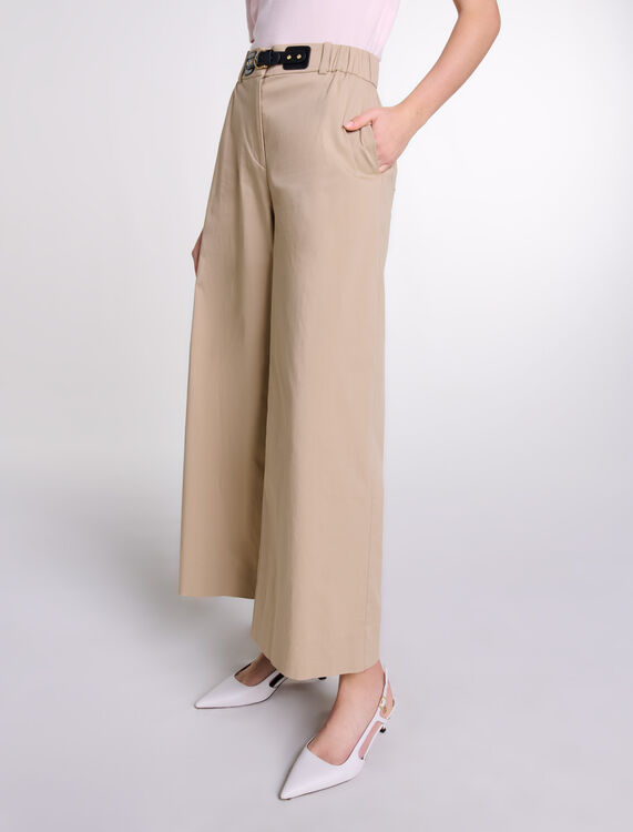 Wide-leg cotton trousers - Trousers & Jeans - MAJE