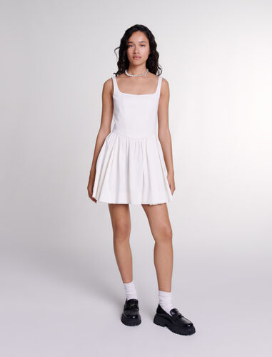 Short cotton dress : Dresses color White