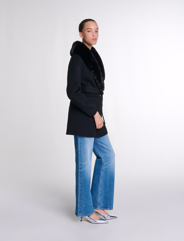 Double-faced mid-length coat : Coats color Black