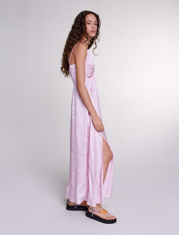 Openwork patterned maxi dress : View All color Pink cashmere print