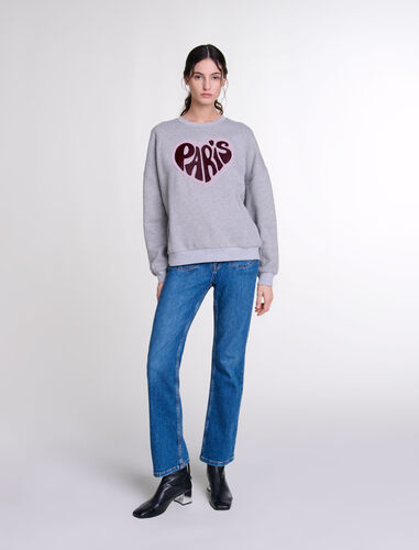 Paris heart patch sweatshirt : Tops color Grey