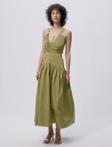 Cutaway taffeta dress : Dresses color Khaki