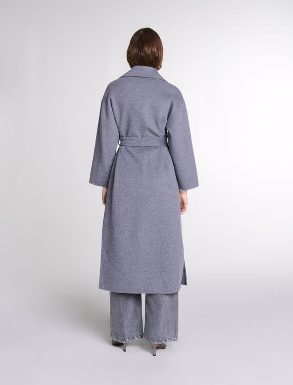 Long double-faced coat with belt - Coats - MAJE