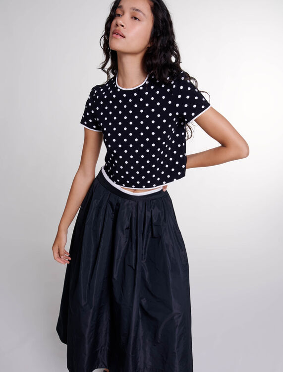 Long skirt with contrast waistband - Skirts & Shorts - MAJE