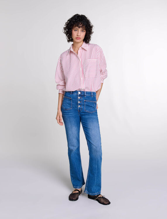 Striped rhinestone shirt - Shirts - MAJE