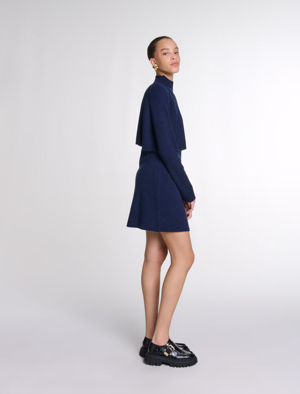 Knit 2-in-1 short dress : BQ_staging_check color Navy