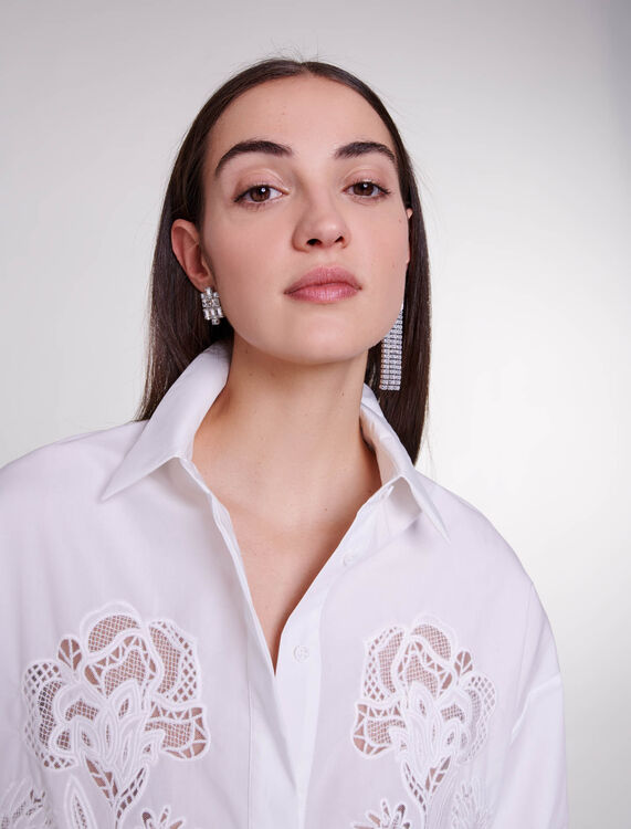 Crochet poplin shirt - Spring-Summer Collection - MAJE