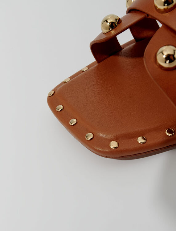 Studded leather mules -  - MAJE