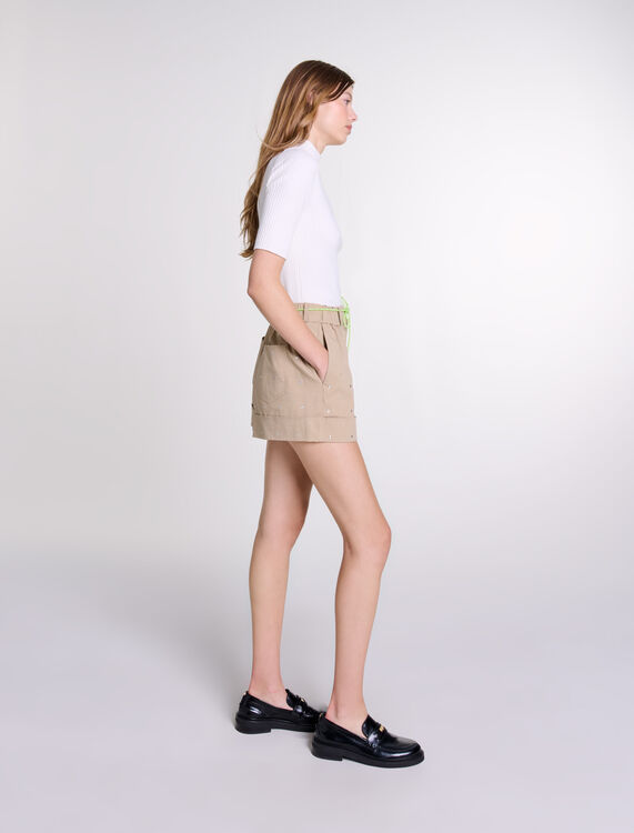 Cotton studded shorts -  - MAJE