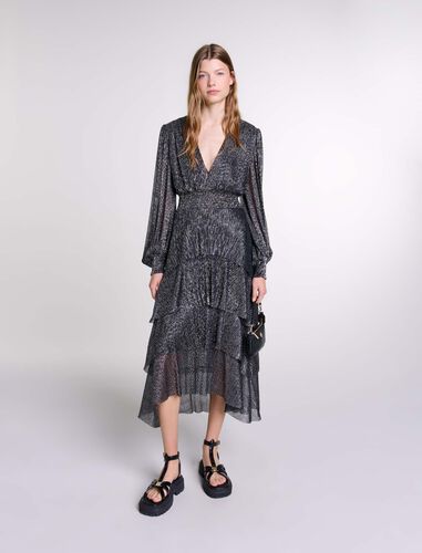 Ruffled dress : Dresses color Black/Glitter