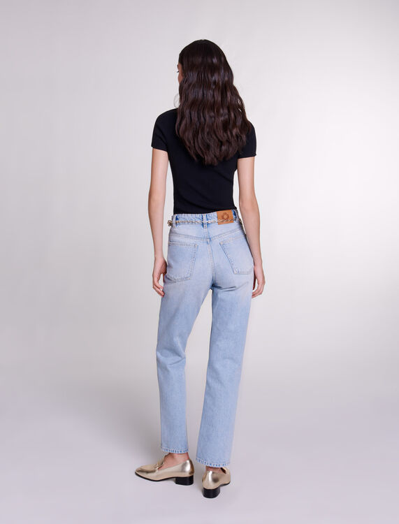 Straight jeans with jewellery belt - Pants & Jeans - MAJE