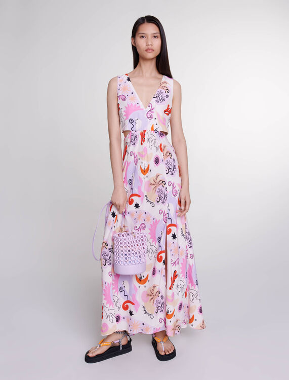 Cutaway silk maxi dress - Dresses - MAJE