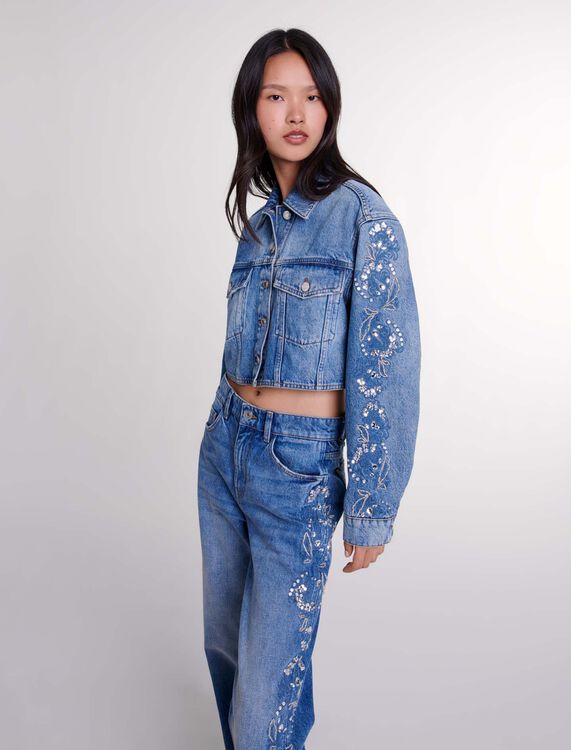 Embroidered denim jacket -  - MAJE