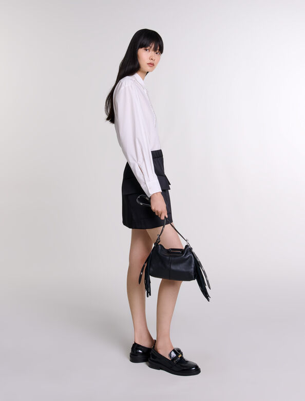 Short satin skirt : Skirts & Shorts color Black