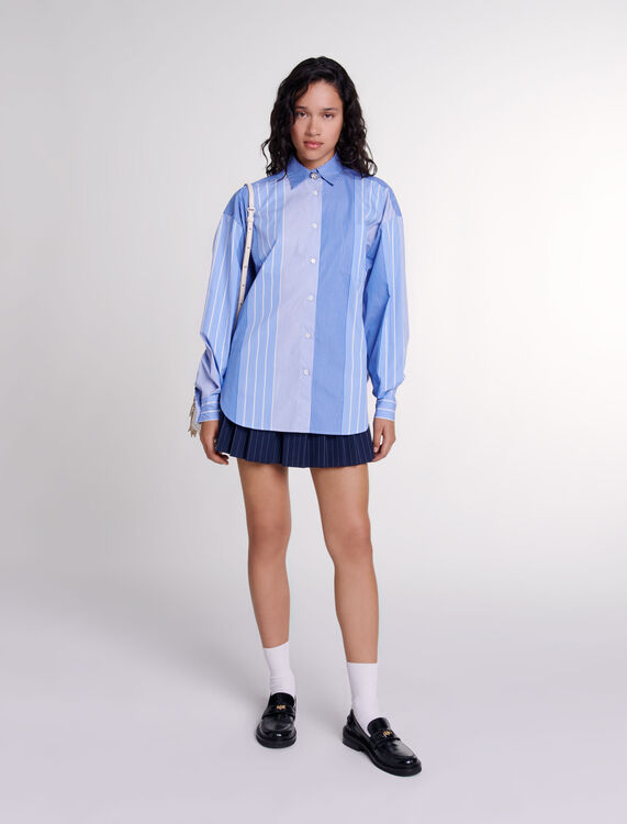 Striped patchwork shirt - Shirts - MAJE