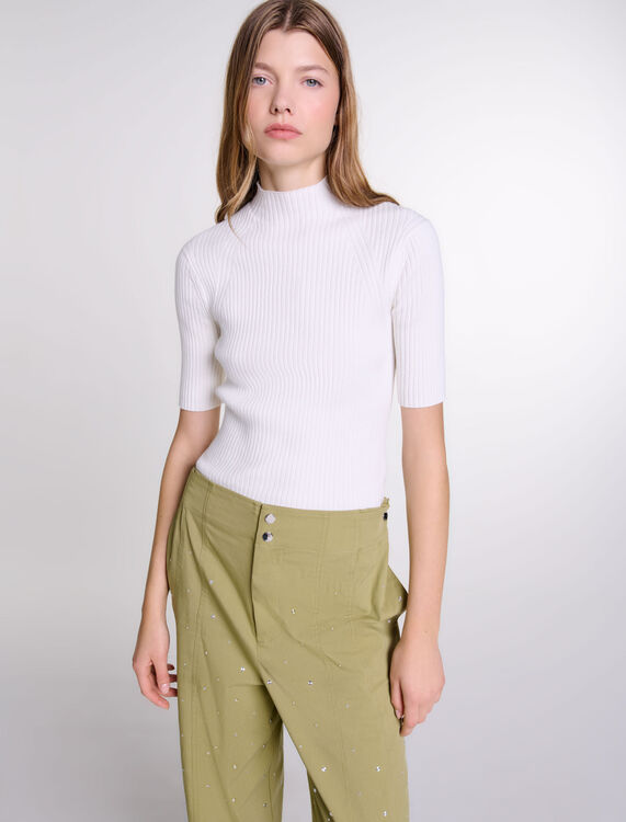 Cotton and silk ribbed top - Tops - MAJE