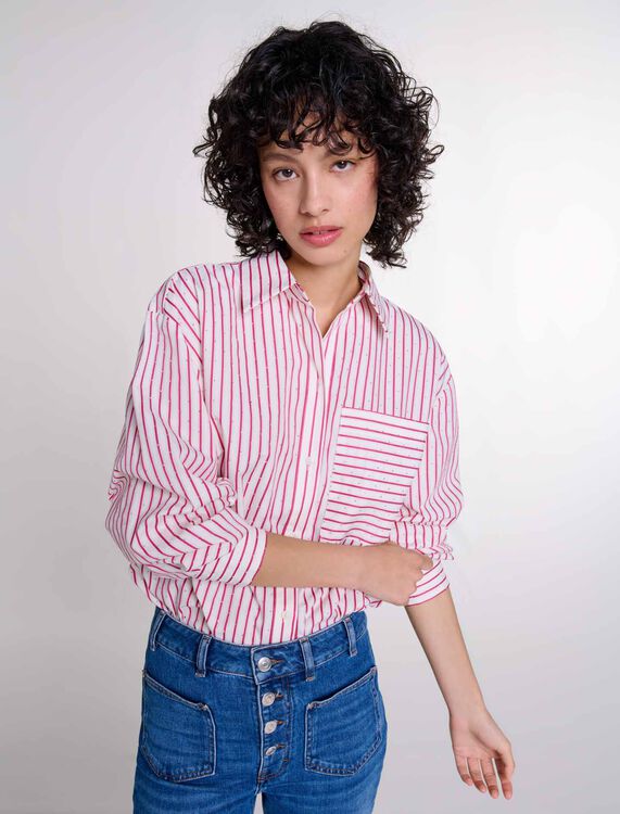 Striped rhinestone shirt - Shirts - MAJE