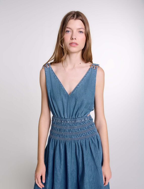 Cutaway denim maxi dress - Dresses - MAJE