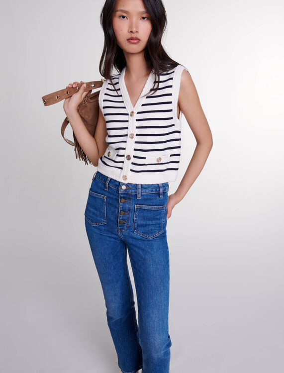 Sleeveless striped cardigan -  - MAJE