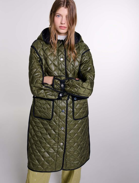 Contrast quilted puffer jacket - Coats - MAJE