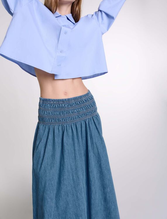 Smocked denim skirt -  - MAJE