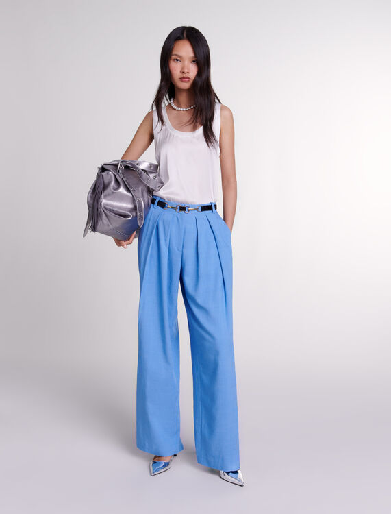 Wide-leg suit trousers with pleats -  - MAJE