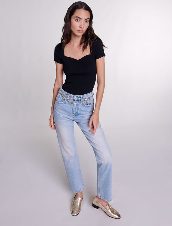 Straight jeans with jewellery belt - Pants & Jeans - MAJE