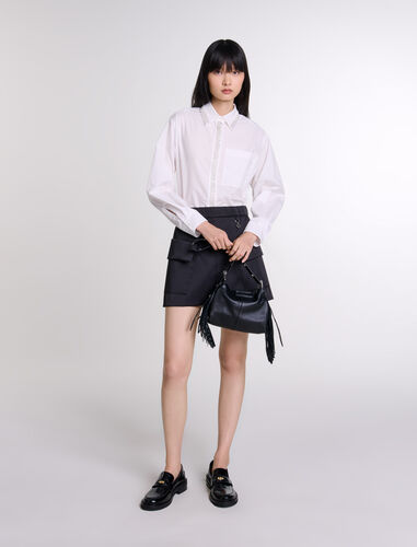 Short satin skirt : Skirts & Shorts color Black