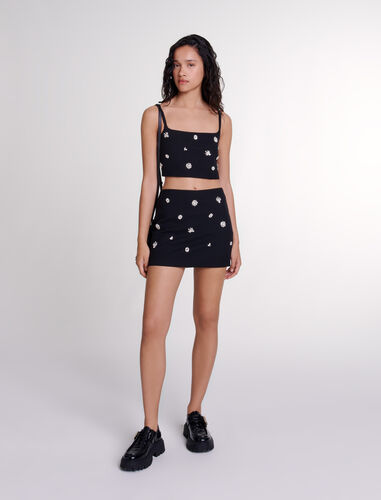 Diamanté effect skort : Skirts & Shorts color Black