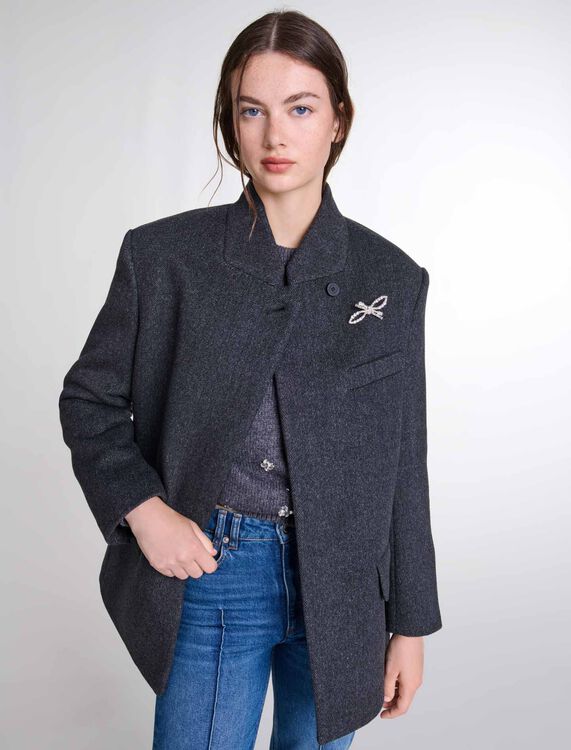 Cropped wool coat -  - MAJE