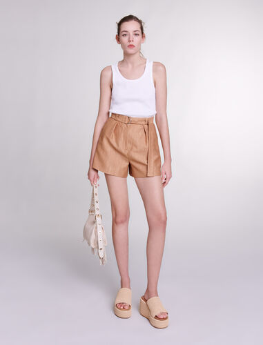 Linen shorts : Skirts & Shorts color Brown
