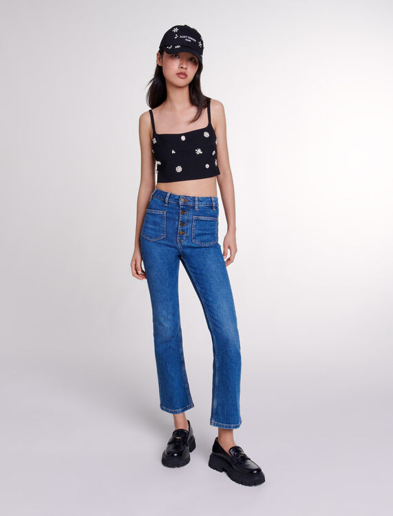 Diamanté crop top - Tops - MAJE