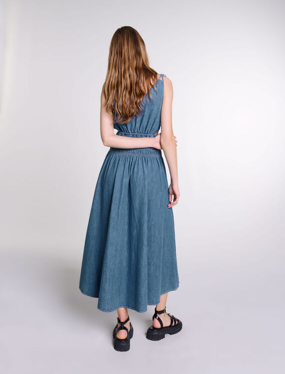 Cutaway denim maxi dress - Dresses - MAJE